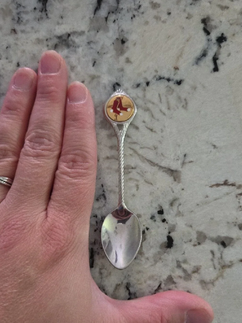 Silver-Tone Decorative Spoon with Red Sox MLB Sign